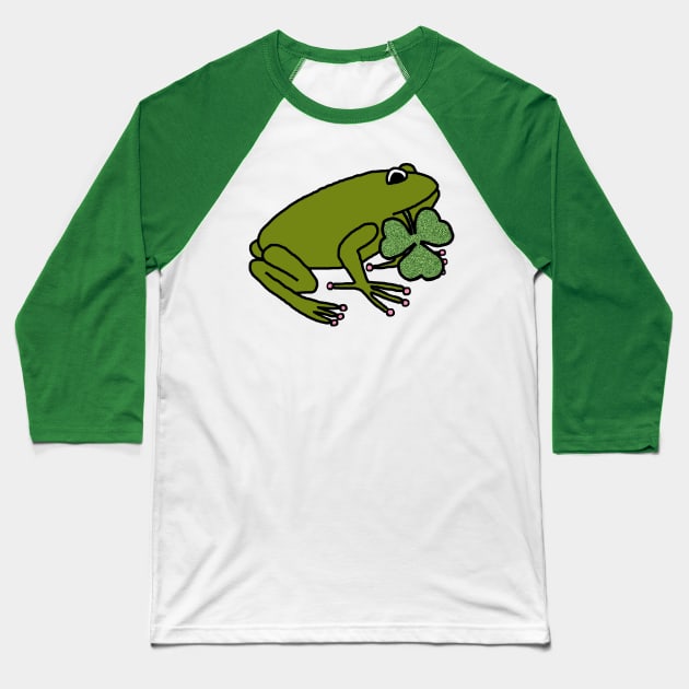 Frog Holding Shamrock for St Patricks Day Baseball T-Shirt by ellenhenryart